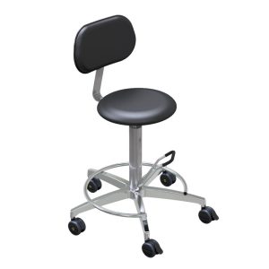 Acquista Sgabello in acciaio ad altezza regolabile 53 - 68 cm con sedile  imbottito Ø 33 cm e base con ruote - bianco DoctorShop